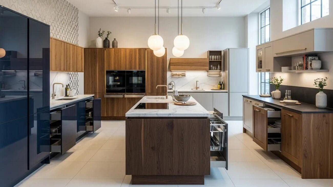 Bespoke Italian kitchen cabinets demonstrating customization options in materials and design