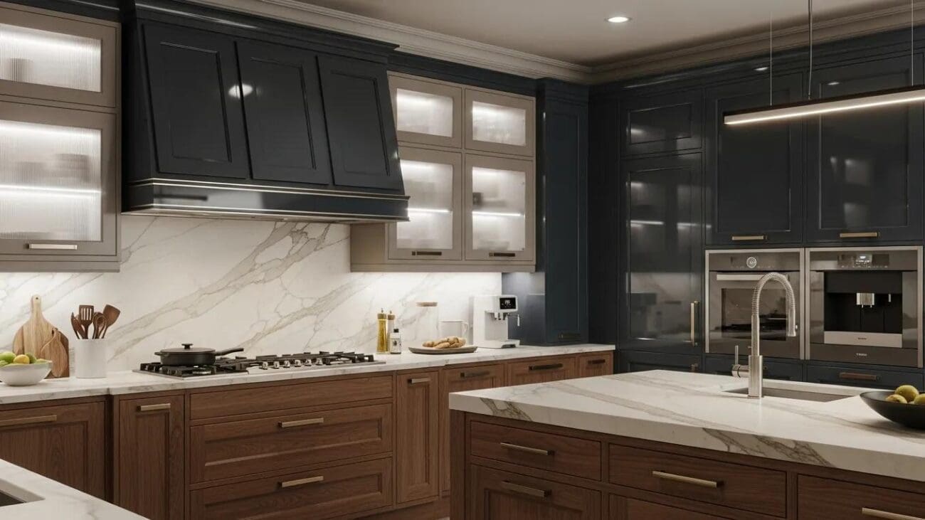 Diverse Italian cabinetry showcasing high-quality finishes and textures