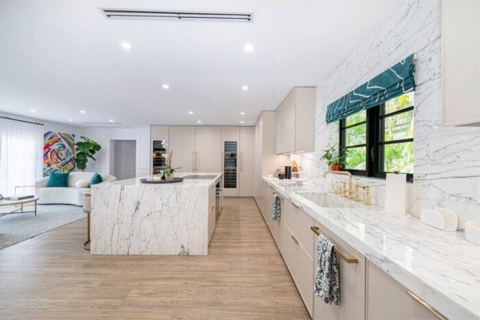 Custom Italian kitchen cabinet finishes with wood texture matte surfaces and luxury Pedini Dallas design